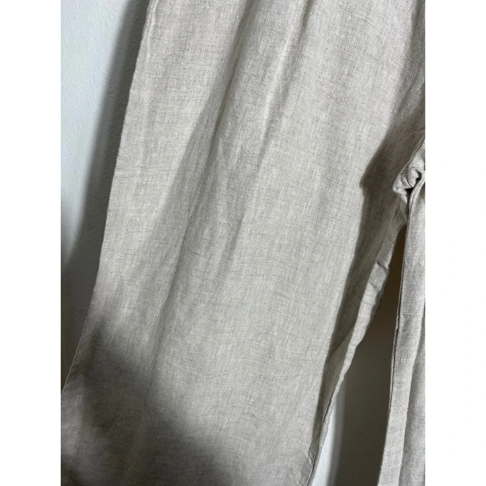 REFORMATION Cleo Linen Pleated Wide Leg Trouser Pant in‎ Oatmeal